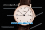 Breguet Classique Japanese Miyota 9015 Automatic Movement Rose Gold White Dial and Arabic Numeral Markers Leather Strap (FF)