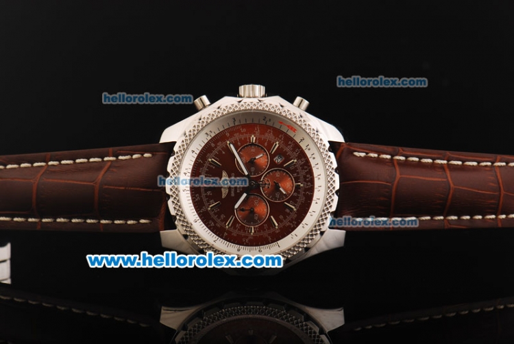 Breitling For Bentley Chronograph Quartz Movement with Brown Dial and Brown Leather Strap - Click Image to Close