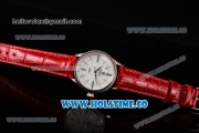 Rolex Cellini Time Asia 2813 Automatic Steel Case with White Dial Red Leather Strap and Stick/Roman Numeral Markers