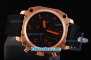 U-Boat Thousands of Feet Chronograph Automatic Rose Gold Bezel with Black Dial-Orange Marking