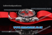 Rolex Daytona Vintage Chrono Miyota OS20 Quartz Steel Case with Red Dial Stick Markers and Red Nylon Strap