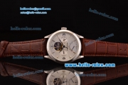 Jaeger-LECoultre Master Reserve De Marche Tourbillon Asia HT30 Automatic Steel Case with Brown Leather Strap White Dial