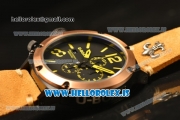 U-Boat Chimera Chronograph OS10 Quartz With Rose Gold Bezel and Black Case Brown Leather Yellow Marker