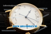 Breguet Classique Japanese Miyota 9015 Automatic Movement Yellow Gold White Dial and Roman Numeral Markers Leather Strap (FF)