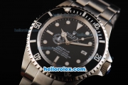 Rolex Sea-Dweller Swiss ETA 2836 Automatic Movement Full Steel with White Markers and Black Dial-Black Bezel