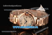 Cartier Ballon Bleu De Medium Swiss ETA 2671 Automatic Rose Gold Case Silver Dial Roman Numeral Markers and Rose Gold Bracelet - 1:1 Original