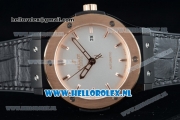 Hublot Classic Fusion Miyota 9015 Automatic Rose Gold Case with White Dial Stick Markers and Black Genuine Leather Strap