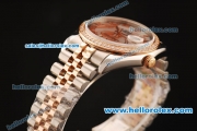 Rolex Datejust Swiss ETA 2836 Automatic Full Steel Case with Rose Gold/Diamond Bezel and White MOP Dial-Two Tone Strap