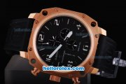 U-Boat Thousands of Feet Chronograph Automatic Rose Gold Bezel with Black Dial-White Marking