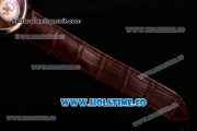 Cartier Rotonde De Swiss Quartz Steel Case with Brown Guilloche Dial and Brown Leather Strap