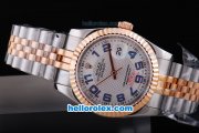 Rolex Datejust Oyster Perpetual Automatic Two Tone with White Dial and Rose Gold Bezel-Blue Marking