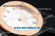 Hublot Classic Fusion Miyota 9015 Automatic Rose Gold Case with White Dial Stick Markers and Black Genuine Leather Strap