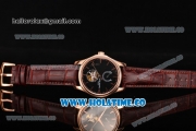 Patek Philippe Calatrava Tourbillon Swiss ETA 2824 Automatic Rose Gold Case with Stick Markers and Black Dial