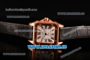 Cartier Santos 100 Large Rose Gold Case with White Dial Black Leather Strap and Black Roman Numeral Markers