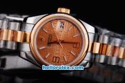 Rolex Datejust Oyster Perpetual Date Automatic Two Tone with Rose Gold Bezel and Rose Gold Dial-Small Calendar--Lady Size