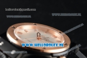 Hublot Classic Fusion Miyota 9015 Automatic Rose Gold Case with White Dial Stick Markers and Black Genuine Leather Strap