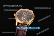 Patek Philippe Calatrava Tourbillon Swiss ETA 2824 Automatic Yellow Gold Case with Stick Markers and Black Dial