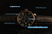 Montblanc Flyback Chronograph Quartz PVD Case with Black Dial and Black Leather Strap