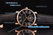 Cartier Rotonde De Tourbillon ST22 Automatic Rose Gold Case with Black Dial and Black Leather Strap