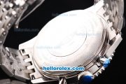 Breitling Montbrillant Chronograph Quartz Movement Silver Case with Black Dial and Silver Stick Marker-SSband