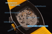 Richard Mille RM011 Swiss Valjoux 7750-SHG Automatic Black PVD Case with Yellow Rubber Strap and Skeleton Dial