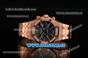 Audemars Piguet Royal Oak Chronograph Swiss Valjoux 7790 Automatic Rose Gold/Diamonds Case with Blue Grids Dial Diamonds Bezel and Stick Markers (EF)