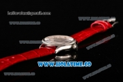 Rolex Cellini Time Asia 2813 Automatic Steel Case with White Dial Red Leather Strap and Stick Markers