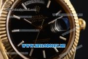 Rolex Day-Date Clone Rolex 3255 Automatic Yellow Gold Case/Bracelet with Black Dial and White Markers