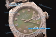 Rolex Datejust Lady 2813 Automatic Steel Case with Grey Mop Dial Diamond Markers and Diamond Bezel ETA Coating