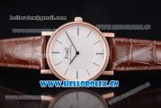 Piaget Altiplano Miyota 9015 Automatic Rose Gold Case with White Dial Brown Leather Strap and Diamonds Bezel Stick Markers (YF)