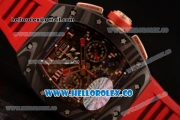 Richard Mille RM 11-02 Swiss Valjoux 7750 Automatic Carbon Fiber Case with Skeleton Dial and Red Rubber Strap - 1:1 Original