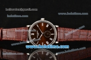 Patek Philippe Calatrava Miyota Quartz Steel Case with Roman Numeral Markers and Brown Dial