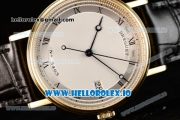 Breguet Classique Japanese Miyota 9015 Automatic Movement Yellow Gold White Dial and Roman Numeral Markers Leather Strap (FF)