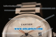 Cartier Rotonde De Miyota Quartz Steel Case/Bracelet with Silver Dial
