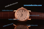 Breguet Classique 2813 Automatic Rose Gold Case with White Dial and Brown Leather Strap-ETA Coating