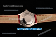 Rolex Cellini Time Asia 2813 Automatic Steel Case with White Dial Red Leather Strap and Stick/Roman Numeral Markers