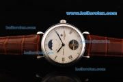 Vacheron Constantin Tourbillon Automatic Movement Steel Case with White Dial and Brown Leather Strap