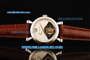 Bvlgari Sotirio Swiss Tourbillon Manual Winding Movement Steel Case with White Dial and Brown Leather Strap