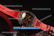 Richard Mille RM 11-02 Swiss Valjoux 7750 Automatic Carbon Fiber Case with Skeleton Dial and Red Rubber Strap - 1:1 Original