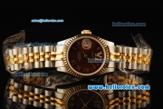 Rolex Datejust Automatic Movement ETA Coating Case with Brown Dial and Gold Bezel