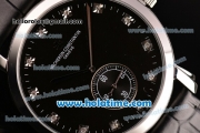 Vacheron Constantin Malte Miyota Quartz Stainless Steel Case with Black Leather Strap Black Dial and Diamond Markers