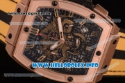 Hublot MP-06 Senna Champion 88 Chrono Miyota Quartz Rose Gold Case with Skeleton Dial and Yellow/Black Leather Strap