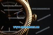 Rolex Day-Date Clone Rolex 3255 Automatic Yellow Gold Case/Bracelet with Black Dial and White Markers