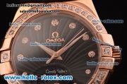 Omega Constellation Swiss ETA Quartz Rose Gold Case with Diamond Bezel and Black Rubber Strap