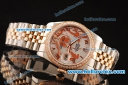 Rolex Datejust Swiss ETA 2836 Automatic Full Steel Case with Rose Gold/Diamond Bezel and White MOP Dial-Two Tone Strap