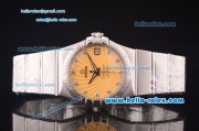 Omega Constellation Swiss ETA 2836 Automatic Full Steel Case with Yellow Dial and Diamond Markers