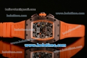 Richard Mille Limited Edition USA Chrono Swiss Valjoux 7750 Automatic Brown PVD Case with Skeleton Dial Numeral Markers and Orange Rubber Bracelet