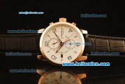 Montblanc Flyback Automatic Rose Gold Case with White Dial and Black Leather Strap