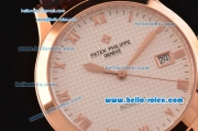 Patek Philippe Calatrava Swiss ETA 2824 Automatic Rose Gold Case with Brown Leather Strap and White Roman Markers