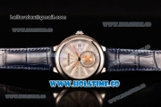 Cartier Rotonde De Swiss Quartz Steel Case with White Guilloche Dial and Blue Leather Strap